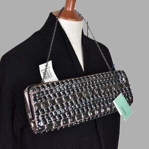 SANTI Clutch Purse Hand Beaded Bronze Chain Handle